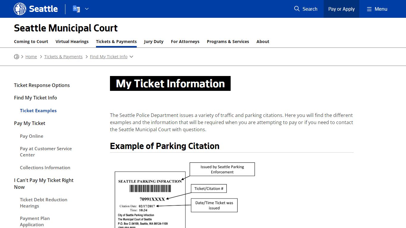 My Ticket Information - Courts | seattle.gov