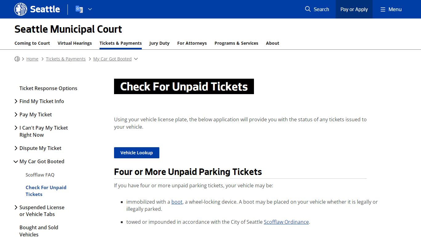 Check For Unpaid Tickets - Courts | seattle.gov