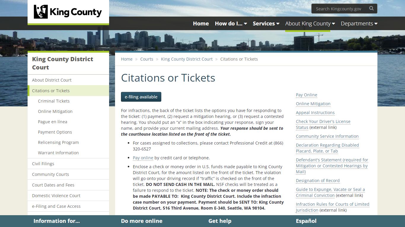 Citations or Tickets - King County