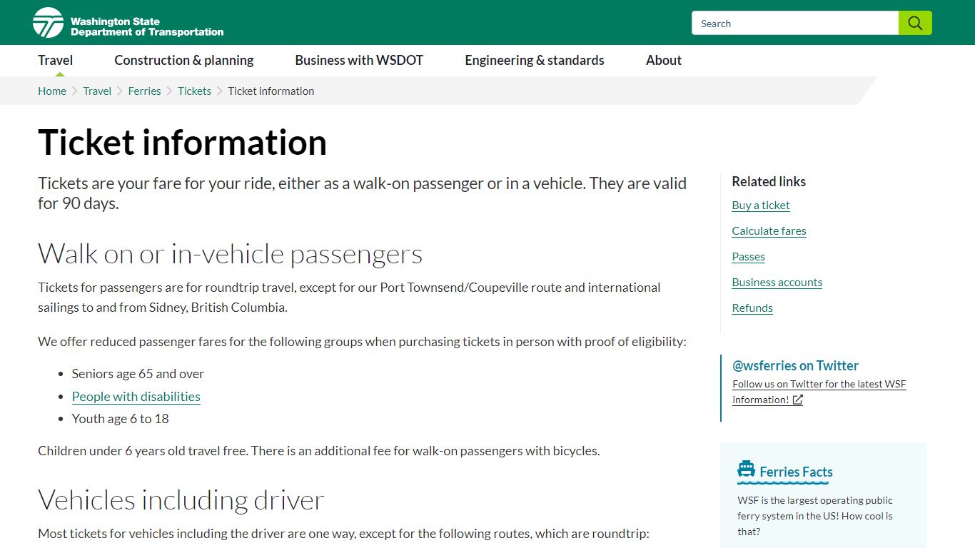 Ticket information | WSDOT